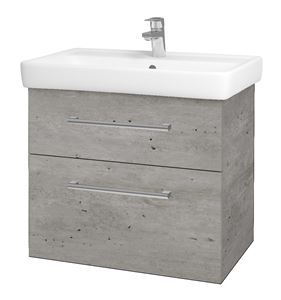 DŘEVOJAS Q MAX SZZ2 70 skříňka s umyvadlem 70x47,5x56 cm, 2 zásuvky, úchytka chrom, beton