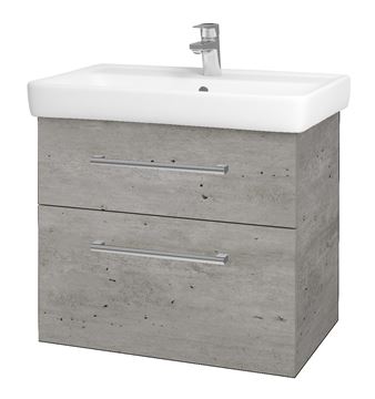 DŘEVOJAS Q MAX SZZ2 70 skříňka s umyvadlem 70x47,5x56 cm, 2 zásuvky, úchytka chrom, beton