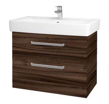 DŘEVOJAS Q MAX SZZ2 80 skříňka s umyvadlem 80x47,5x56 cm, 2 zásuvky, úchytka hliník mat, ořech