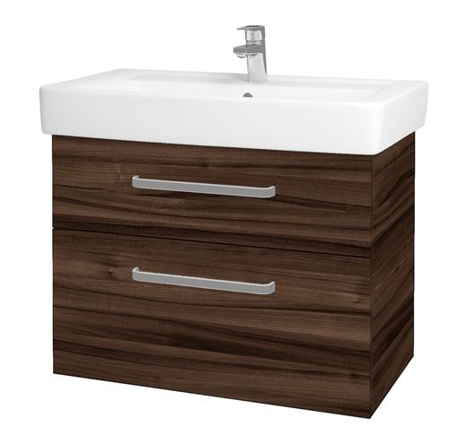 DŘEVOJAS Q MAX SZZ2 80 skříňka s umyvadlem 80x47,5x56 cm, 2 zásuvky, úchytka hliník mat, ořech 60476-T01 Obrázek - Hlavní obrázek