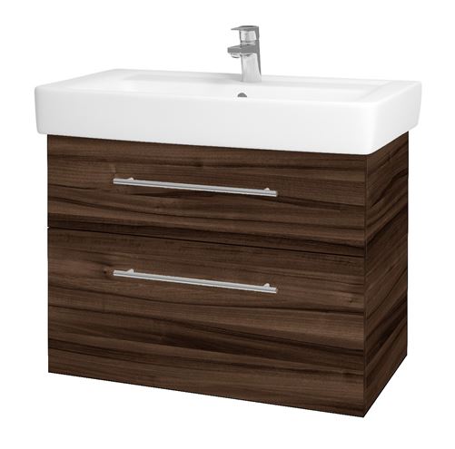 DŘEVOJAS Q MAX SZZ2 80 skříňka s umyvadlem 80x47,5x56 cm, 2 zásuvky, úchytka ocel, ořech 60476-T02 Obrázek - Hlavní obrázek