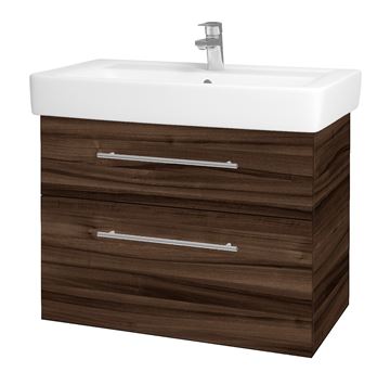 DŘEVOJAS Q MAX SZZ2 80 skříňka s umyvadlem 80x47,5x56 cm, 2 zásuvky, úchytka ocel, ořech