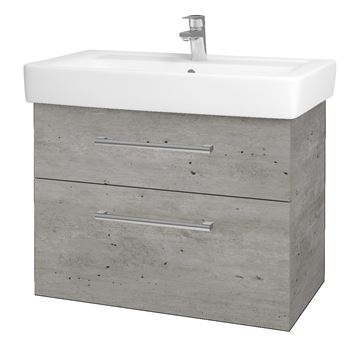DŘEVOJAS Q MAX SZZ2 80 skříňka s umyvadlem 80x47,5x56 cm, 2 zásuvky, úchytka chrom, beton