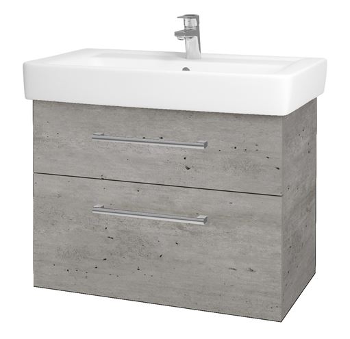 DŘEVOJAS Q MAX SZZ2 80 skříňka s umyvadlem 80x47,5x56 cm, 2 zásuvky, úchytka chrom, beton 67543-T03 Obrázek - Hlavní obrázek
