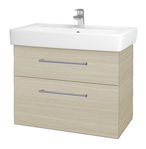 DŘEVOJAS Q MAX SZZ2 80 skříňka s umyvadlem 80x47,5x56 cm, 2 zásuvky, úchytka chrom, dub