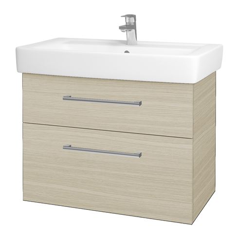 DŘEVOJAS Q MAX SZZ2 80 skříňka s umyvadlem 80x47,5x56 cm, 2 zásuvky, úchytka chrom, dub 60469-T03 Obrázek - Hlavní obrázek