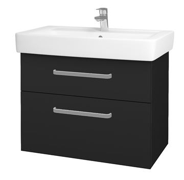 DŘEVOJAS Q MAX SZZ2 80 skříňka s umyvadlem 80x47,5x56 cm, 2 zásuvky, úchytka hliník mat, antracit vysoký lesk