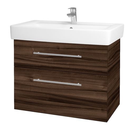 DŘEVOJAS Q MAX SZZ2 80 skříňka s umyvadlem 80x47,5x56 cm, 2 zásuvky, úchytka chrom, ořech 60476-T03 Obrázek - Hlavní obrázek