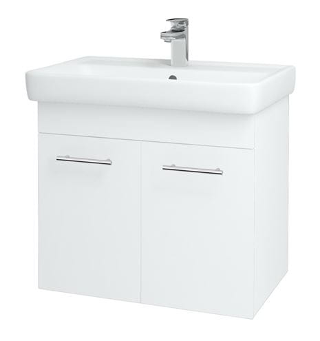 DŘEVOJAS Q SZD2 70 skříňka s umyvadlem 70x47,5x56 cm, 2 dvířka, lesklá bílá/bílá vysoký lesk 12635-T02 Obrázek - Hlavní obrázek