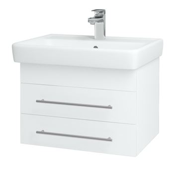 DŘEVOJAS Q SZZ2 60 skříňka s umyvadlem 60x47,5x39 cm, 2 zásuvky, lesklá bílá/bílá vysoký lesk