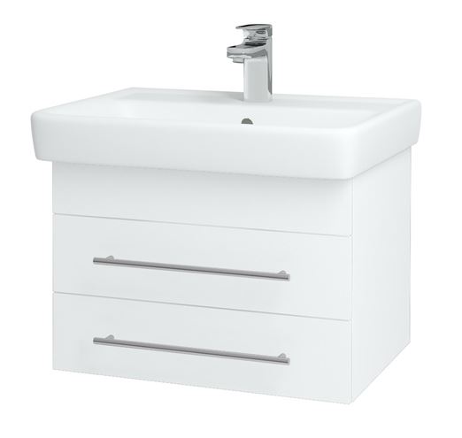 DŘEVOJAS Q SZZ2 60 skříňka s umyvadlem 60x47,5x39 cm, 2 zásuvky, lesklá bílá/bílá vysoký lesk 72721-T02 Obrázek - Hlavní obrázek