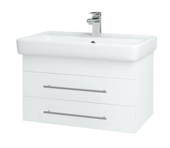 DŘEVOJAS Q SZZ2 70 skříňka s umyvadlem 70x47,5x39,2 cm, 2 zásuvky, lesklá bílá/bílá vysoký lesk 72622-T02 Obrázek - Hlavní obrázek