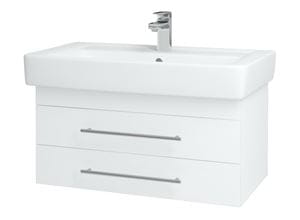 DŘEVOJAS Q SZZ2 80 skříňka s umyvadlem 80x47,5x39,2 cm, 2 zásuvky, lesklá bílá/bílá vysoký lesk