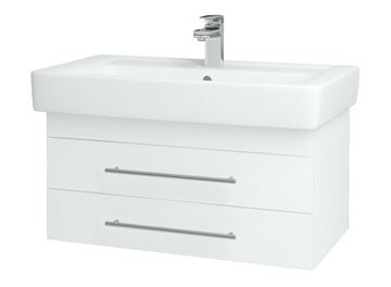 DŘEVOJAS Q SZZ2 80 skříňka s umyvadlem 80x47,5x39,2 cm, 2 zásuvky, lesklá bílá/bílá vysoký lesk