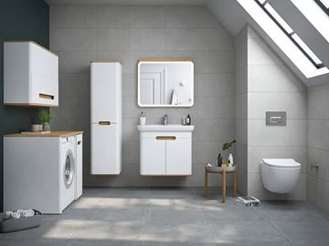 VITRA SENTO vysoká skříňka 40x35x157,5 cm, 2 dvířka, panty vpravo, s košem, white mat 60842 Obrázek - fotka