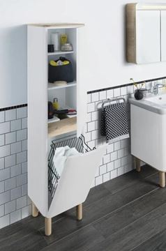 VITRA SENTO vysoká skříňka 40x35x157,5 cm, 2 dvířka, panty vpravo, s košem, white mat 60842 Obrázek - fotka