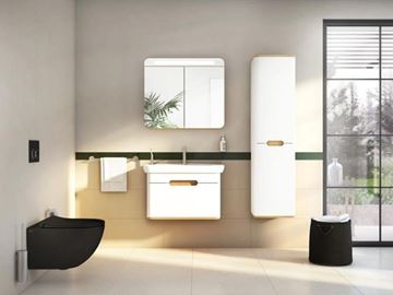 VITRA SENTO vysoká skříňka 40x35x157,5 cm, 2 dvířka, panty vpravo, s košem, white mat 60842 Obrázek - fotka