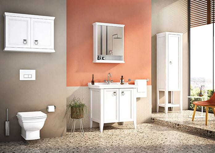 VITRA VALARTE vysoká skříňka 53,5x39,5x196,5 cm, 1 police, 1 dvířka, panty vlevo, matná bílá 62240 Obrázek - fotka