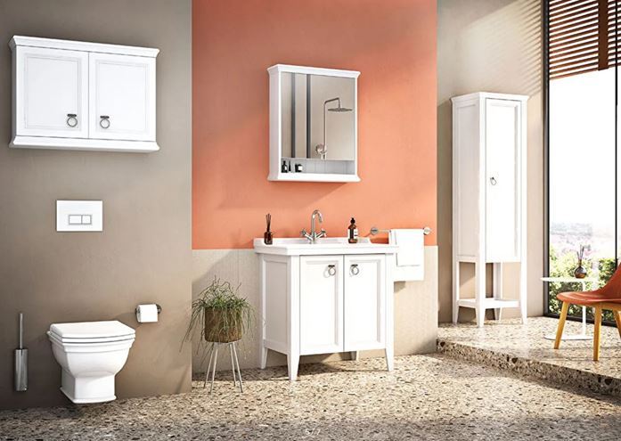 VITRA VALARTE vysoká skříňka 53,5x39,5x196,5 cm, 1 police, 1 dvířka, panty vpravo, matná bílá 62243 Obrázek - fotka