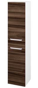 DŘEVOJAS DOS SVD2 35 vysoká skříňka 35x35,2x154,5 cm, 2 dvířka, panty vlevo, úchytka hliník mat, lesklá bílá/ořech