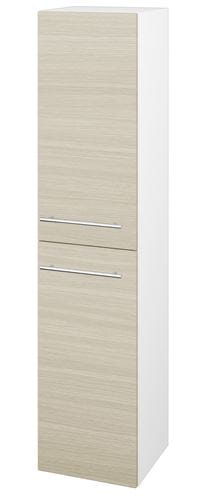 DŘEVOJAS DOS SVD2 35 vysoká skříňka 35x35,2x154,5 cm, 2 dvířka, panty vlevo, úchytka ocel, lesklá bílá/dub 64030-T02 Obrázek - Hlavní obrázek