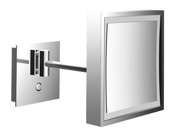 EMCO PURE kosmetické zrcátko 203x203 mm, zvětšovací, s osvětlením, chrom