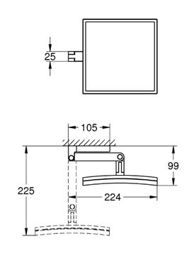 GROHE SELECTION CUBE kosmetické zrcátko, zvětšovací, chrom 40808000 Technický nákres