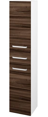 DŘEVOJAS DOS SVD2Z 35 vysoká skříňka 35x35,2x172 cm, 1 zásuvka, 2 dvířka, panty vlevo, úchytka hliník mat, lesklá bílá/ořech 64696-T01 Obrázek - Hlavní obrázek