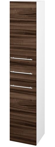 DŘEVOJAS DOS SVD2Z 35 vysoká skříňka 35x35,2x172 cm, 1 zásuvka, 2 dvířka, panty vlevo, úchytka ocel, lesklá bílá/ořech 64696-T02 Obrázek - Hlavní obrázek