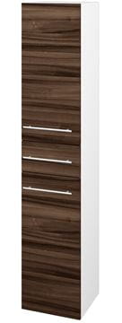DŘEVOJAS DOS SVD2Z 35 vysoká skříňka 35x35,2x172 cm, 1 zásuvka, 2 dvířka, panty vlevo, úchytka ocel, lesklá bílá/ořech