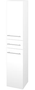 DŘEVOJAS DOS SVD2Z 35 vysoká skříňka 35x35,2x172 cm, 1 zásuvka, 2 dvířka, panty vlevo, úchytka ocel, lesklá bílá/bílá vysoký lesk
