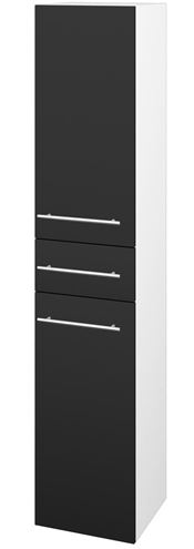 DŘEVOJAS DOS SVD2Z 35 vysoká skříňka 35x35,2x172 cm, 1 zásuvka, 2 dvířka, panty vlevo, úchytka ocel, lesklá bílá/antracit vysoký lesk 64702-T02 Obrázek - Hlavní obrázek