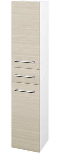 DŘEVOJAS DOS SVD2Z 35 vysoká skříňka 35x35,2x172 cm, 1 zásuvka, 2 dvířka, panty vlevo, úchytka chrom, lesklá bílá/dub 64689-T03 Obrázek - Hlavní obrázek