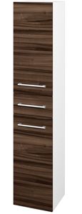 DŘEVOJAS DOS SVD2Z 35 vysoká skříňka 35x35,2x172 cm, 1 zásuvka, 2 dvířka, panty vlevo, úchytka chrom, lesklá bílá/ořech