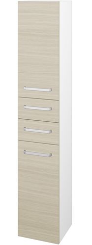 DŘEVOJAS DOS SVD2Z2 35 vysoká skříňka 35x35,2x179,2 cm, 2 zásuvky, 2 dvířka, panty vlevo, úchytka hliník mat, lesklá bílá/dub 131968-T01 Obrázek - Hlavní obrázek