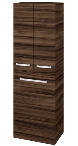 DŘEVOJAS DOS SVD3K 50 vysoká skříňka 50x35,2x154,5 cm, 3 dvířka, s košem, úchytka hliník mat, ořech 65228-T01 Obrázek - Hlavní obrázek