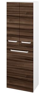 DŘEVOJAS DOS SVD3K 50 vysoká skříňka 50x35,2x154,5 cm, 3 dvířka, s košem, úchytka hliník mat, lesklá bílá/ořech