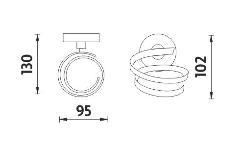 NIMCO UNIX držák fénu, chrom UN 13011-26 Technický nákres