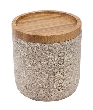 NIMCO KORA dóza na kosmetické potřeby, polyresin, písková béžová/bambus
