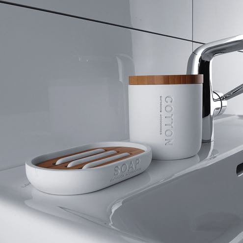 NIMCO KORA dóza na kosmetické potřeby, polyresin, bílá/bambus KO 24051-05 Obrázek - fotka