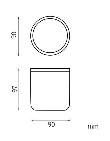 NIMCO KORA dóza na kosmetické potřeby, polyresin, bílá/bambus KO 24051-05 Technický nákres