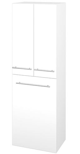 DŘEVOJAS DOS SVD3K 50 vysoká skříňka 50x35,2x154,5 cm, 3 dvířka, s košem, úchytka ocel, lesklá bílá/bílá vysoký lesk 65143-T02 Obrázek - Hlavní obrázek