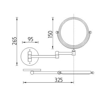 NIMCO kosmetické zrcátko 150 mm, zvětšovací, chrom ZR 6992N-26 Technický nákres