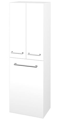 DŘEVOJAS DOS SVD3K 50 vysoká skříňka 50x35,2x154,5 cm, 3 dvířka, s košem, úchytka chrom, lesklá bílá/bílá vysoký lesk 65143-T03 Obrázek - Hlavní obrázek