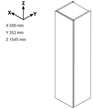 DŘEVOJAS DOS SVD4 50 vysoká skříňka 50x35,2x154,5 cm, 4 dvířka, úchytka ocel, lesklá bílá/bílá vysoký lesk 65082-T02 Technický nákres