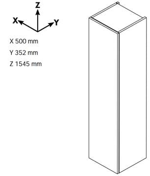 DŘEVOJAS DOS SVD4 50 vysoká skříňka 50x35,2x154,5 cm, 4 dvířka, úchytka hliník mat, oregon 66188-T01 Technický nákres
