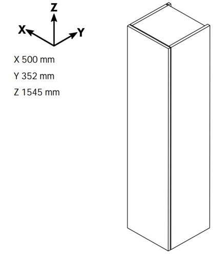 DŘEVOJAS DOS SVD4 50 vysoká skříňka 50x35,2x154,5 cm, 4 dvířka, úchytka hliník mat, oregon 66188-T01 Technický nákres