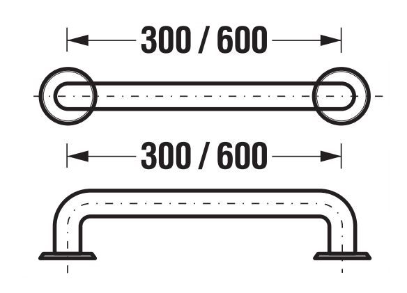 JIKA UNIVERSUM madlo 300 mm, bílá H3897110000001 Technický nákres