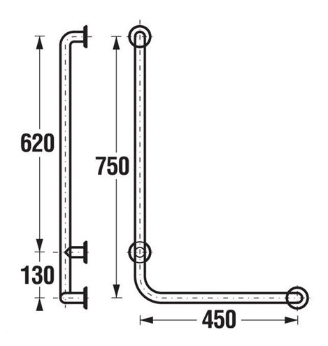 JIKA UNIVERSUM madlo do sprchy 450x750 mm, pravé, bílá H3897220000001 Technický nákres