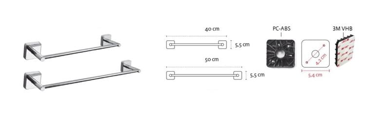 CONCEPT 150 držák ručníku 500 mm, nerez SLZD 59-PT Technický nákres
